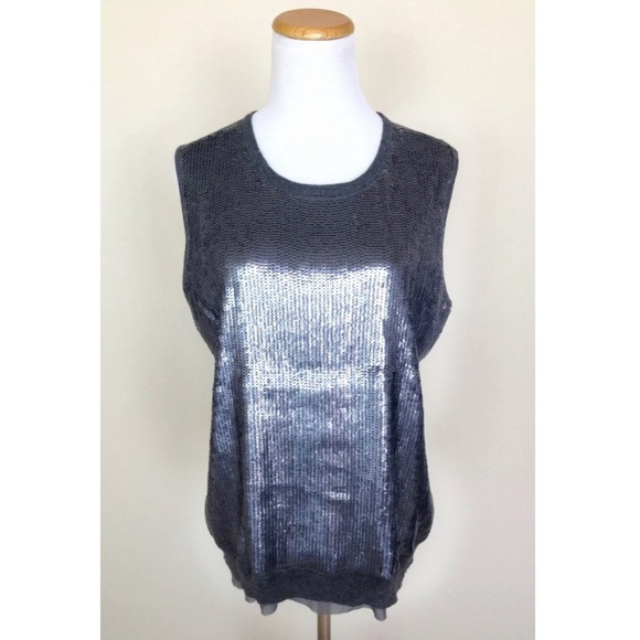 Jones New York XL Gray Sequin Sweater Tank - Picture 1 of 8